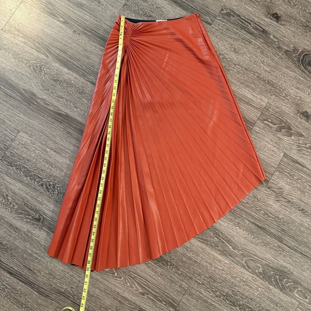 A.L.C. Tracy Asymmetric Pleated Vegan Leather Skirt - Picture 4 of 7